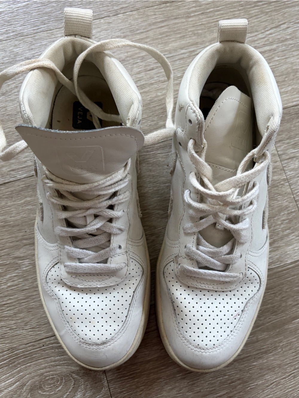 Veja White High-Top Lace-Up Sneakers
